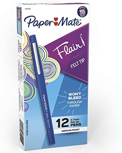 Връхчета Хартия мат Flair, Средна точка (0,7 мм), Сини, 12 броя