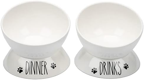 Набор от миск за котешки храна Prefurred Пет повишена капацитет (Sip & Дъх Cat Dish) Две чаши за котки висока мощност, купички