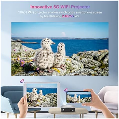 Проектор YG650 Full HD Native 1080P LED Proyector 5G WiFi Android Смартфон и 3D Домашно кино (цвят: многоэкранная версия)