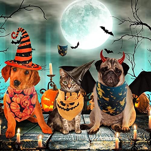 YUDANSI 4 Опаковки Кърпи за Кучета на Хелоуин Костюми за кучета за Хелоуин, Моющийся Регулируема Триъгълни Маточната Кърпичка за Кучета
