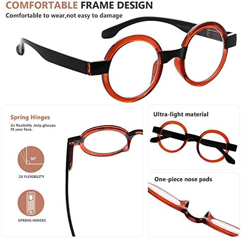 Eyekepper 4 Опаковане на Кръгли Очила за четене за Жени, Ретро Очила за четене +0.50