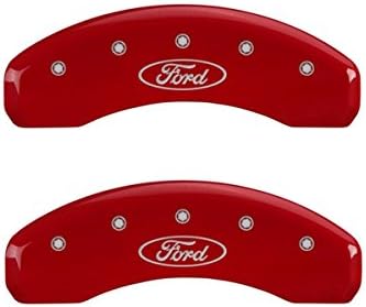 Капачки на челюстите MGP 10041SFRDRD с овални логото и червени капаци на челюстите на Ford с надпис Отпред и отзад 44; Комплект от 4