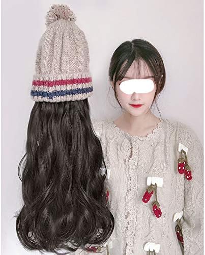 Модни Топла Зимна шапка HOUKAI с Косата, Дамски Шапка от Изкуствена Вълна, Перука, Размер на Коса, Шапка-Перука, Капак за по-Млади