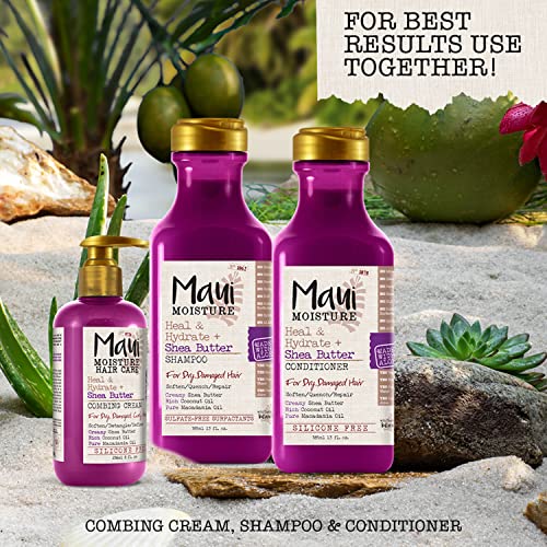Шампоан Maui Moisture Heal & Hydrate + Масло от шеа за възстановяване и дълбоко хидратиране на гъста Къдрава коса с масло от кокос и Макадемии,