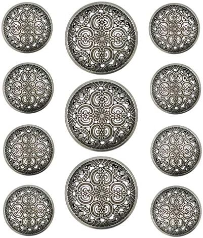 Копчета с Ажурным Цветисти Място и Гравиране На метална пръта с купол Глава. Набор от бутони за блейзър. 3 броя по 25 мм, 8 бр в 18 мм