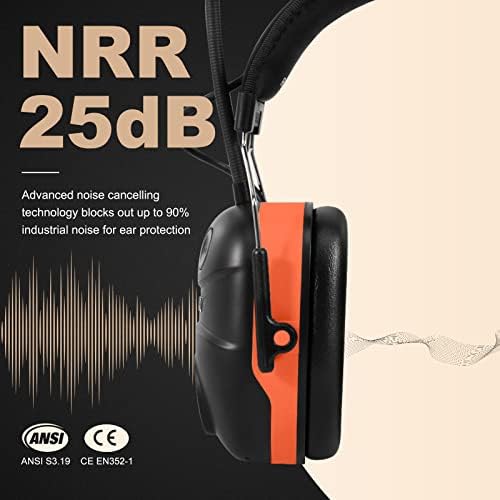 Антифони За защита на Слуха Muffpro Bluetooth, Защита на Ушите, с Шумопотискане в 32 db, Защитни Слушалки Работни Слушалки за Подстригване