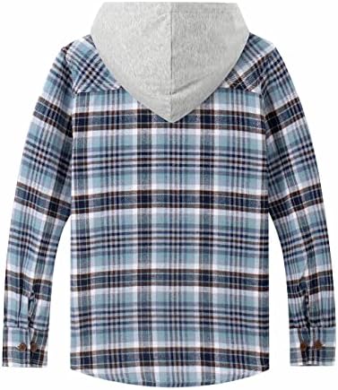 Фланелен Риза с качулка за момчета Spring & Gege, Клетчатая Риза с дълъг ръкав и копчета (2-14 години)