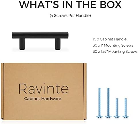 Ravinte 15 Опаковки, 3-инчов чекмеджета за Плосък Черен шкаф за чаши и опаковки 15 4-инчов Матов Черен чекмеджета за Кухненски шкаф