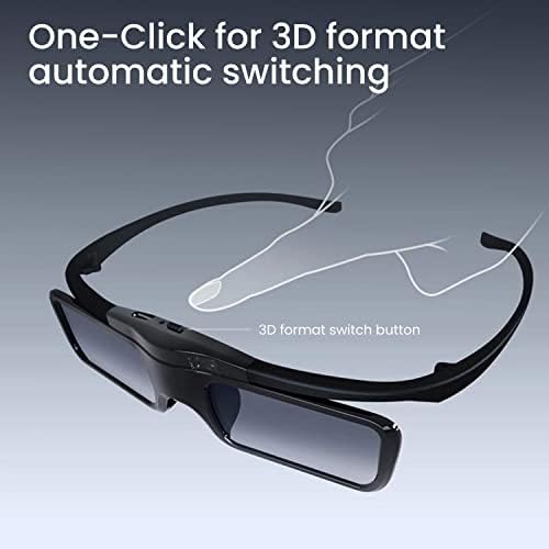 Акумулаторна очила с активен 3D-затвор JMGO - Поддържат само 3D-проектори JMGO DLP-Link Laser TV, тежи 26 грама, модерен дизайнерски 3D очила, с едно зареждане може да бъде достатъчн