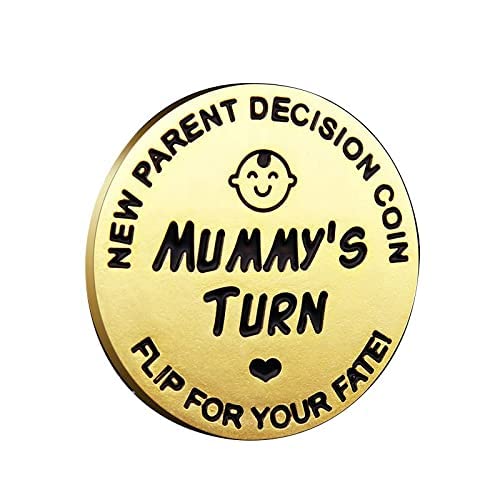 Монета за вземането на родителски решения от 2 теми за наскоро направени родители, Забавна флип-надолу монета цвят: златист, Сребрист,