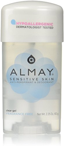Almay Sensitive Skin Прозрачен Гел против изпотяване и Дезодорант, Без ароматизатори, 2,25 Oz