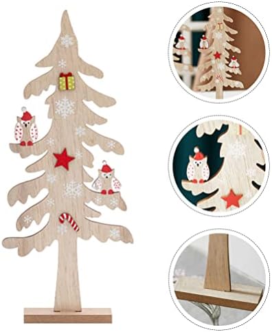 NUOBESTY Начало Декор Дървена Мини Коледно Дърво, Коледна Елха Совата Украса на Коледна Елха Декоративни Фестивални Орнаменти във формата На Бухал Занаят Дървена Елха