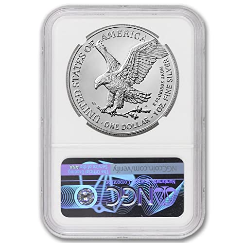 2022 (W) 1 унция на американския скъпоценен камък Silver Eagle без лечение (Ранни издания - сечени в монетния двор на Уест-Пойнта) $ 1 GEMUNC
