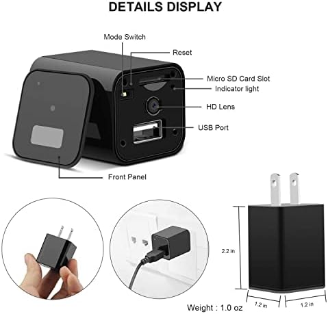 ehomful Зарядно Устройство за Скрита Камера, WiFi, Зарядно Устройство За Шпионска камера USB, Безжични Скрити Камери шпионски