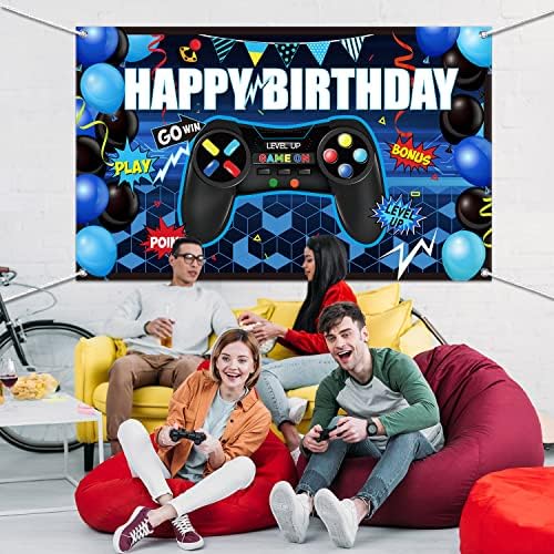 Видеоиграта честит Рожден Ден на Фона на Играта на фона на парти по случай рождения Ден на Банер в повишаващ нивото на Геймърска Тематика