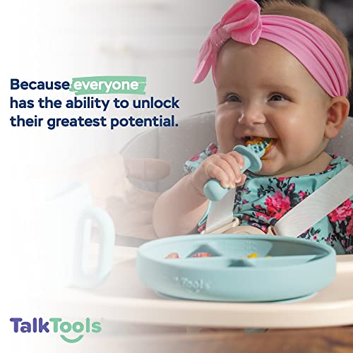 TalkTools Itsy Tiny Silicone Spoons – Две опаковки Меки силиконови Тренировъчни лъжици за самостоятелно хранене за бебета и малки деца със защита от задушаване и противоплъзгаща