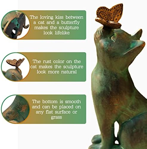 Мемориал Фигурка на Котка PINVNBY, Коте от смола с Настолен Орнаменти във формата на Пеперуда, Подарък под формата на Мемориалната
