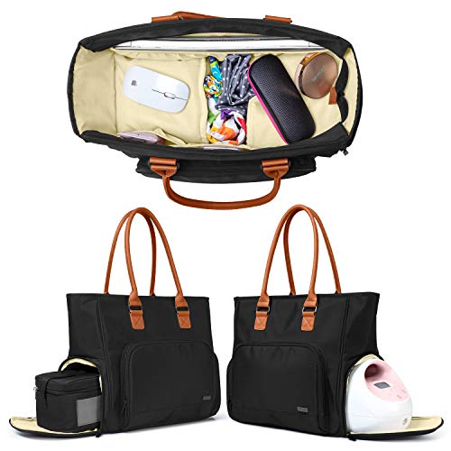 Чанта-молокоотсос Luxja с кожена дръжка и чанта-хладилник за кърма (с капацитет четири бутилки за кърма с тегло 5 грама) Пакет,