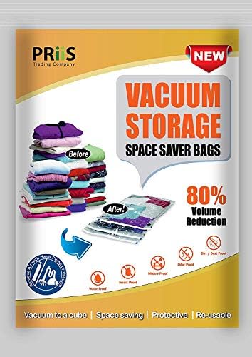 Вакуумни торби за съхранение на PRiiS, Опаковане (Големи (80x100 cm) + Голяма (50x70 см) + Малки (40x60 cm)) Много дебели торби за