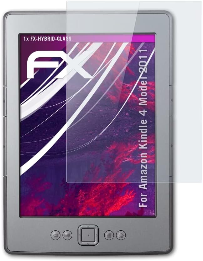 Защитно фолио за пластмаса стъкло atFoliX, съвместима с защитно фолио за стъкло Amazn Kindl 4 модел 2011, защитно фолио за екрана