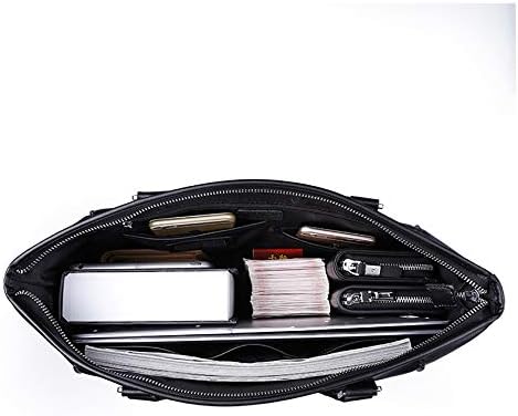Портфейл за бизнес пътувания, мъжки кожени спортни сакове, чанти за лаптоп, подходящо за 15,6-инчов лаптоп (черен)