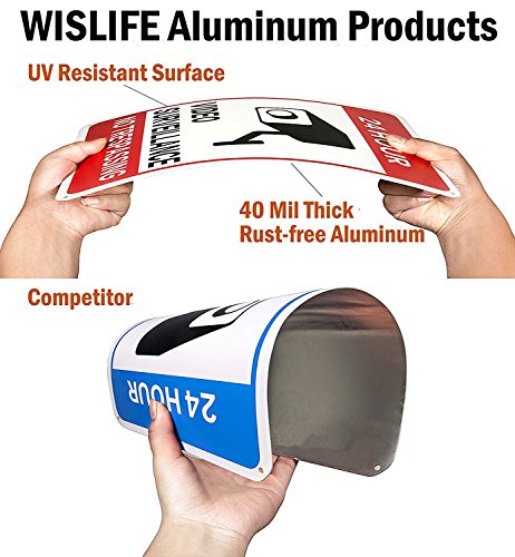 Набор от знаци за видеонаблюдение WISLIFE, 2 (10 X 7) Алуминиеви Предупредителни Знаци и 6 (6 X6) на Прозорец с Етикети, Видеозаметки Сигурност