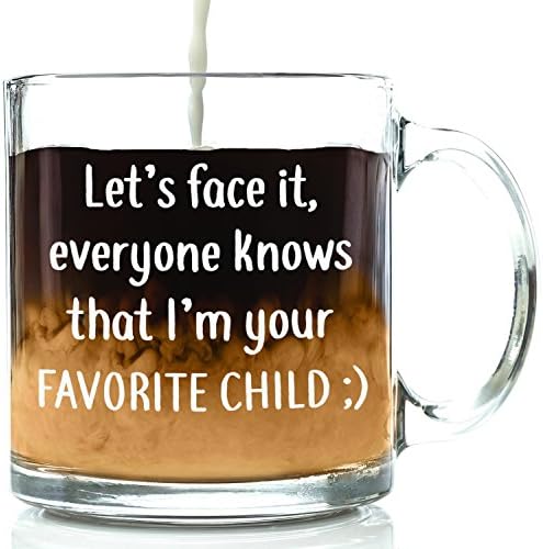 Аз съм твоят любим дете, Забавна стъклена кафеена чаша за Подаръци за Деня на майката от дъщеря си, на сина си, децата - най-Добрите