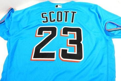 Маями Марлинз Конър Скот #23 Използван в играта Синя Риза 46 DP22244 - Използваните В играта тениски MLB