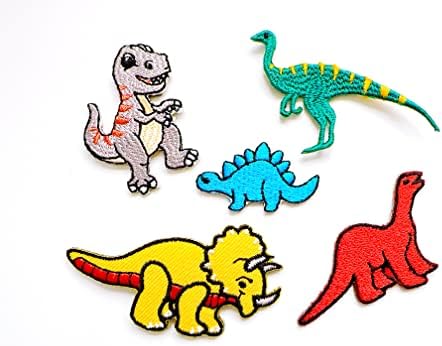 PL Комплект от 5 Малки Мини Динозаври Cute1 Карикатура Шият с Железни Вышитую Приложението Икона Знак на Ивици Облекло Костюм