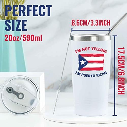 Onebttl Забавни подаръци и сувенири с флага Пуерто-Рико, Пътна чаша с изолация от неръждаема стомана, 20 грама, идеална за мъже