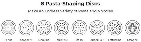 EMERIL LAGASSE Pasta & Beyond, Автоматична машина за приготвяне на тестени изделия и спагети с бавно сокоизстисквачка - 8 Та за изработване на тестени изделия и Черен цвят