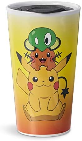 Пътна чаша поредицата Pokémon XY | Пикачу, Деденне и Сквиши | идеален за фенове на поредицата Pokémon | с Капацитет 16 унции