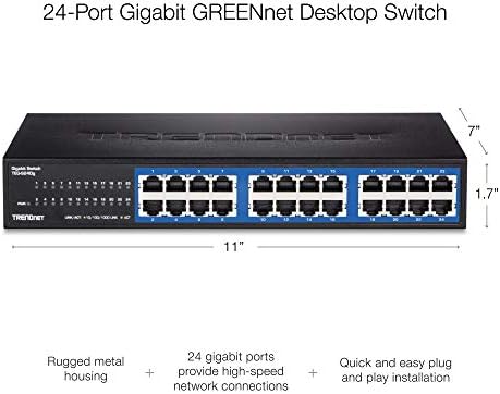 24-Портов Gigabit ethernet Unmanaged тенис на GREENnet switch от TRENDnet, Мрежов комутатор за Ethernet, 24 порта 10-100-1000