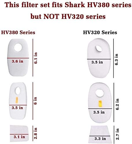 Филтър WuYan 5 Опаковки за Shark HV380UKT, HV380W, HV381, HV382, HV383, HV384Q DuoClean, Разменени Поролоновый и Войлочный Филтри