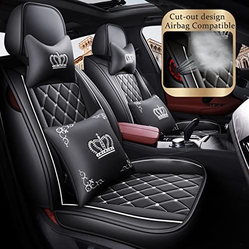 Калъфи за автомобилни седалки LOVJOYSE Пълен комплект Универсални Калъфи за автомобилни седалки Crown, против хлъзгане Водоустойчиви Калъфи за автомобилни седалки от и?