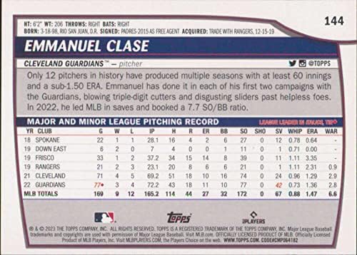 2023 Topps Висша лига #144 Емануел Клэйс Ню Йорк-Бейзболна търговска картичка MT Cleveland Guardians MLB