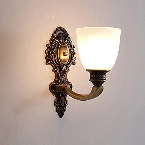 Лампа от Латунного материал YYLKL, монтиран на стената Лампа, Ретро, с монтиран на стената Лампа, Млечно-Бялата Стъклена Лампа,