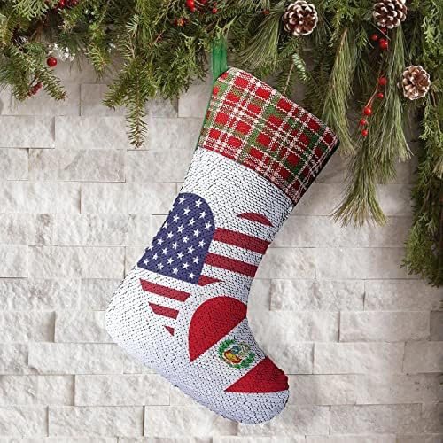 Перу Флаг на САЩ Блестящи Коледни Чорапи С Пайети, Блестящи Стенни Висящи Украси, Украса за Коледната Елха, Празнична Парти