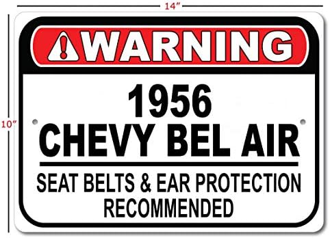 1956 56 Знак Препоръчва колан Chevy BEL AIR за бърза езда, Метален Знак на гаража, монтиран на стената Декор, Авто знак на GM - 10x14