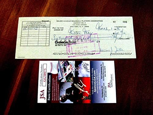 Марвин Милър Изпълнителен директор на Mlbpa Копито Подписа Авто 1976 г. Mlbpa Собственоръчно Подписа Чек Jsa - MLB Cut Signatures