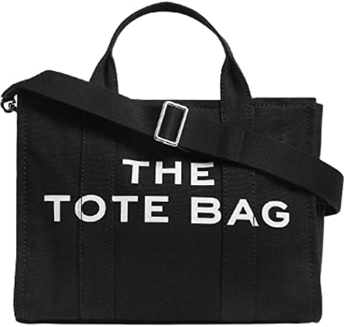TOSOENPHY The Tote Bag - Black Холщовая чанта-тоут за жени с цип регулируем пагон за работа и училище - 12,6 x 5,9 x 10 инча