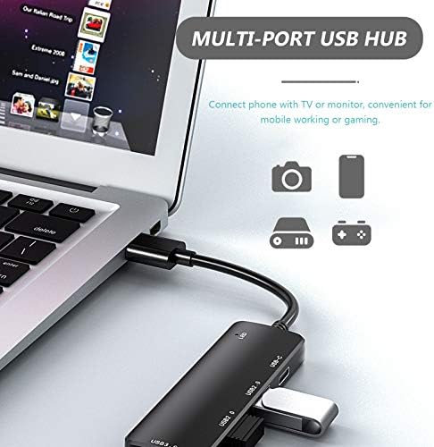 SOLUSTRE USB-хъб за зареждане, 3 порта, Мултифункционален Държач USB адаптер тип C за пренос на данни, Хъб за Видеофона, вграден USB-таблет, Универсална Практично зарядно устр