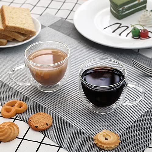 Стъклени чаши за кафе Douria с двойни стени, Прозрачни чаши за еспресо, Набор от кафе чаши за чай, утайка от чаша с лед, Стъклени чаши