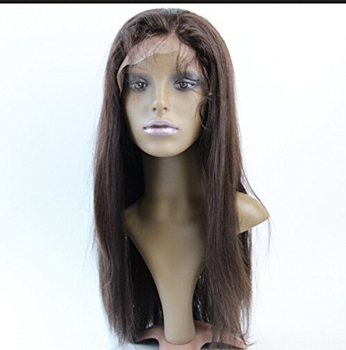 Промоция DaJun Hair 24 естествен косъм, изцяло дантелен перуки бразилски естествена коса Remy Естествени директни Цвят # 2-тъмно кафяво