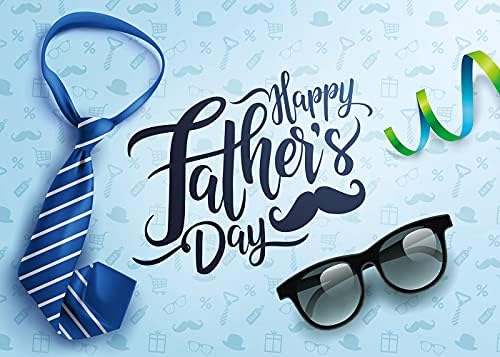 CYLYH 8x6ft Щастлив Фон за Деня на бащата Вратовръзка и Очила Син Фон Ден на Бащата Семеен Деня на Дипломирането на Баща