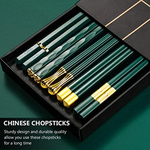 Veemoon 6 Двойки Вечерни Китайски Зелени Стъклени Пръчици за хранене: Порцеланови Нескользящие за Многократна употреба Дървени Тестени Изделия със защита от печенето