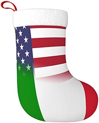 Коледни Чорапи QG ZZX с Бяла Супер Меки Плюшени Белезници с Американския Флаг и с Флага на Италианските, Коледни Чорапи, Коледни Украси, Отглеждане