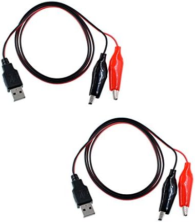 Oiyagai 2 елемента Щипци тип Алигатор за свързване към USB конектора с тестовым тел, Червен, Черен, 50 см /на 19.6 инча