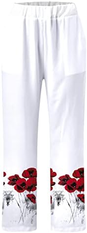 Модни Дамски Удобни Панталони-Капри с Еластична гумена лента За Кръста, Летни Свободни Панталони, Дишащи Панталони, Летни Панталони с Джоб