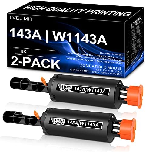 Тонер касета W1143A: Съвместима замяна на тонер-касета HP 143A W1143A, съвместим с тонер касета за принтер Neverstop MFP 1202w MFP 1005n MFP 1200n MFP 1202nw, 2 опаковки черен цвят.